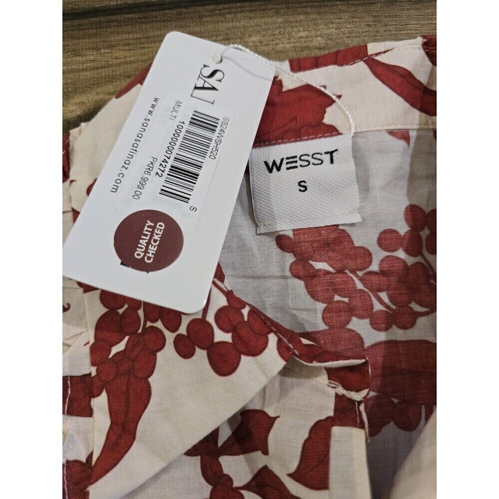 White & Red Floral Button-Up Blouse - Picture 7 of 13